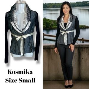 Kosmika Made in Italy Goth Steampunk Ruffle Collar Mesh Blazer Jacket S